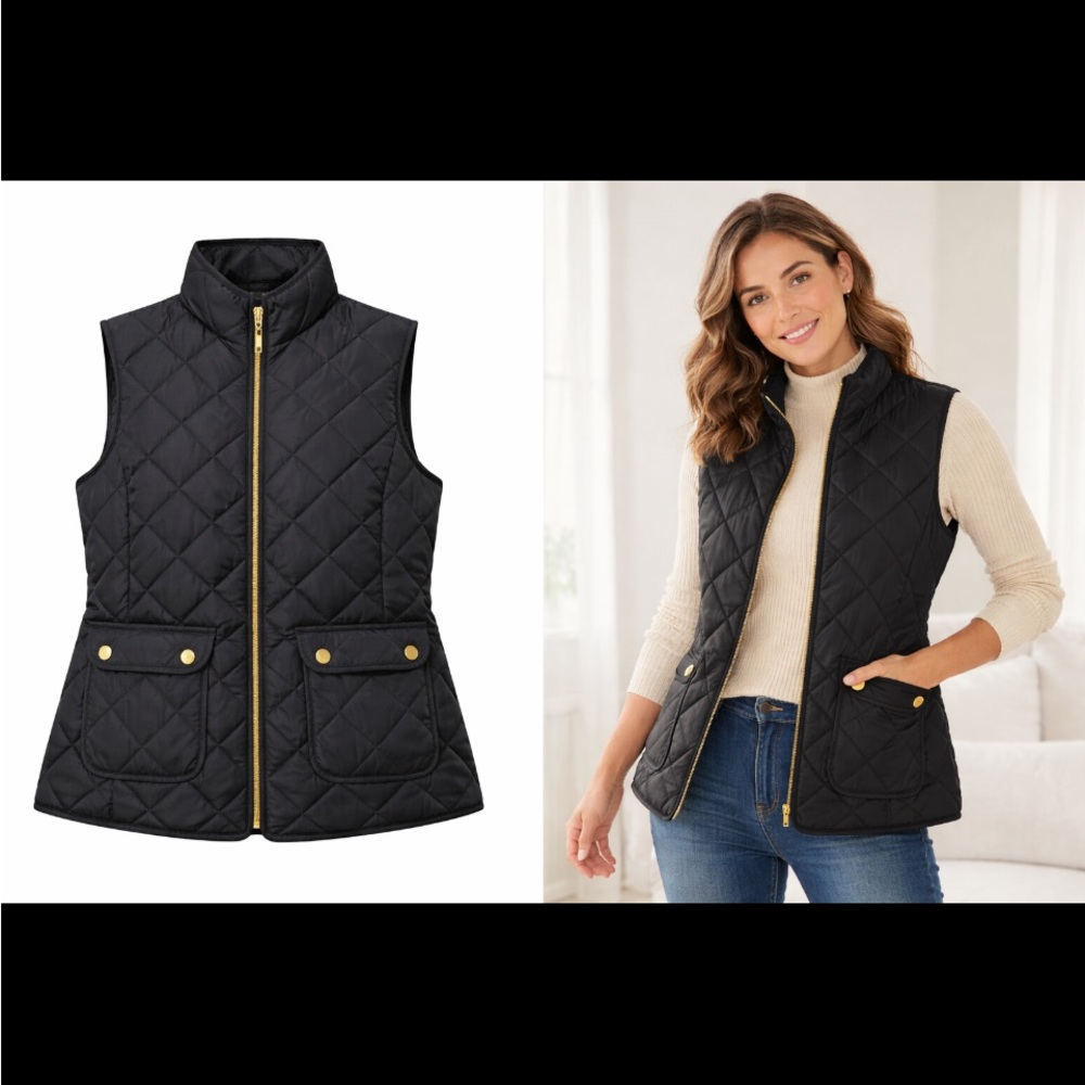 NWOT St. John’s Bay Women's Black Quilted Vest - Picture 5 of 7